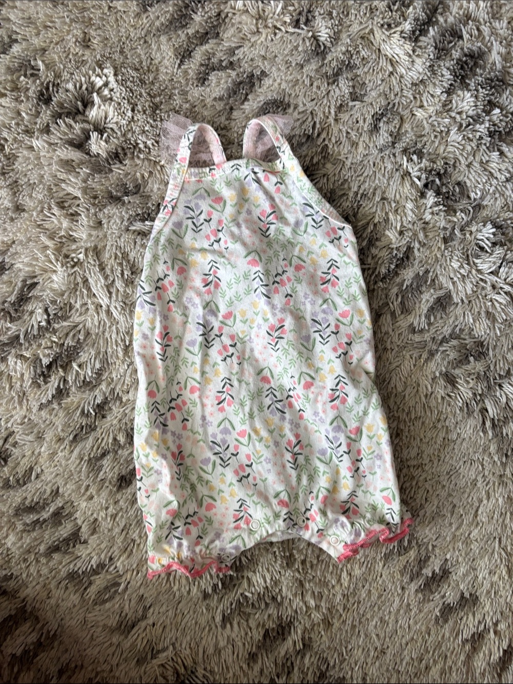 chick pea Floral Print White Romper with Pink and Yellow Accents